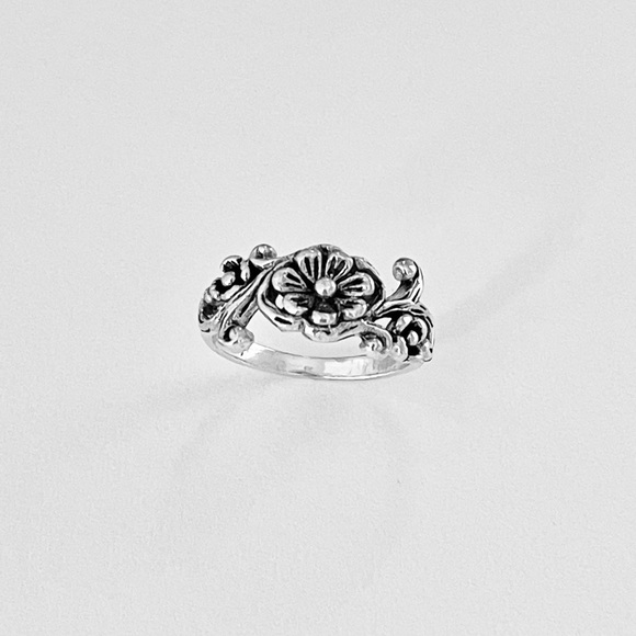 Sterling Silver Flower Ring with Swirl, Silver Rings, Floral Ring, Flowers - Picture 12 of 13